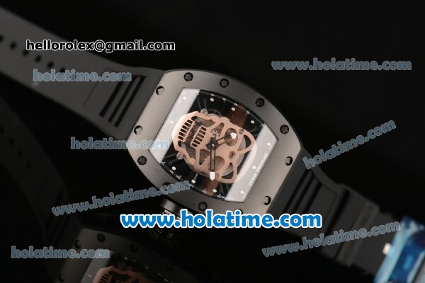 Richard Mille RM 52-01 Swiss ETA 2671 Automatic PVD Case with Black Rubber Bracelet Skeleton Dial and White Markers - 1:1 Original - Click Image to Close